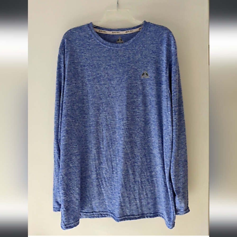 Off Trail Performance Top Heathered Blue Polyester Long Sleeved NWT